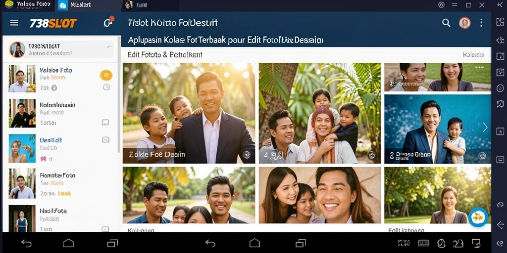 Screenshot utama 738SLOT menampilkan antarmuka Kolase Foto yang penuh warna dan intuitif.