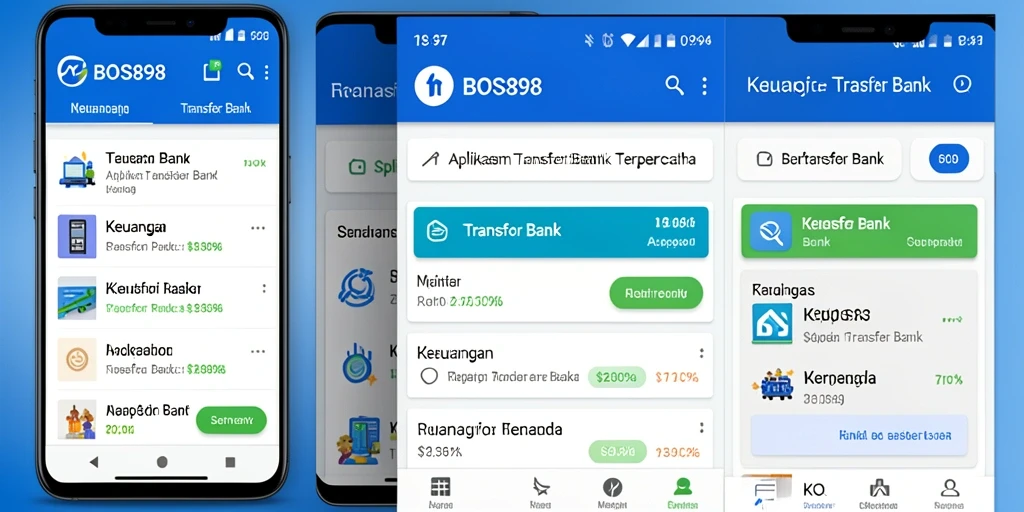 Antarmuka aplikasi BOS898 memudahkan transaksi bank dengan cepat.