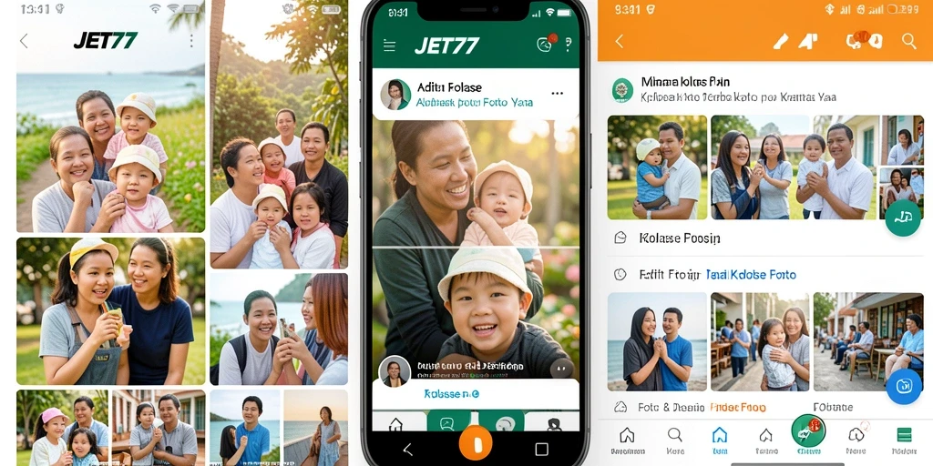 Antarmuka JET77 yang menarik dan fungsional untuk kolase foto.