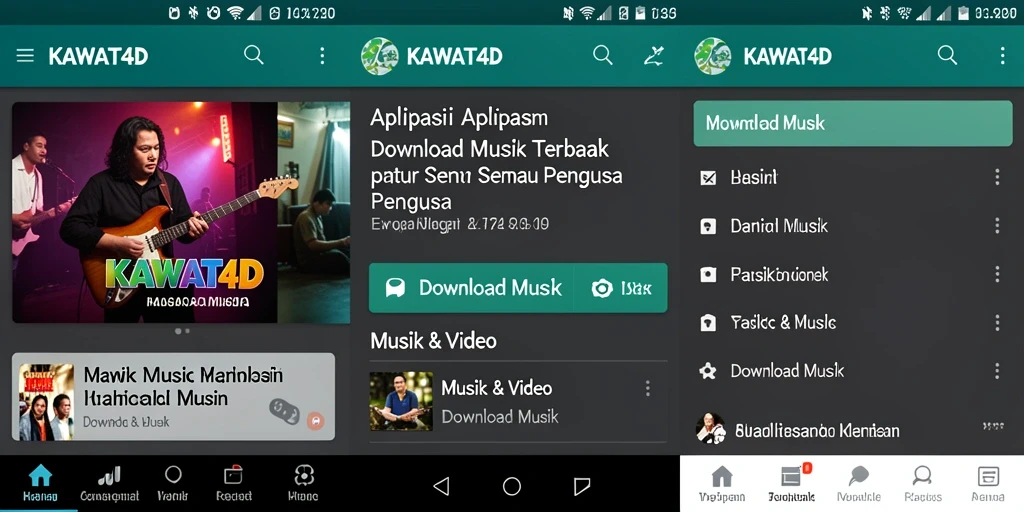 Antarmuka KAWAT4D yang memudahkan pengunduhan musik.