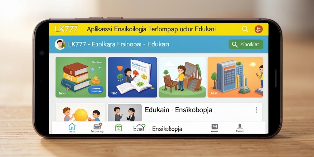 Tampilan antarmuka aplikasi Ensiklopedia LK777 yang modern dan intuitif.