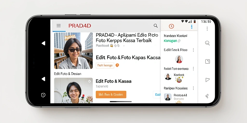 Tampilan antarmuka PRADA4D saat mengedit foto dengan efek kertas kaca.
