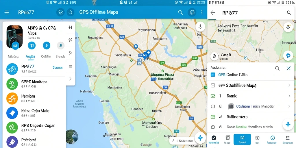Antarmuka pengguna RP6677 menampilkan peta detail GPS Offline.